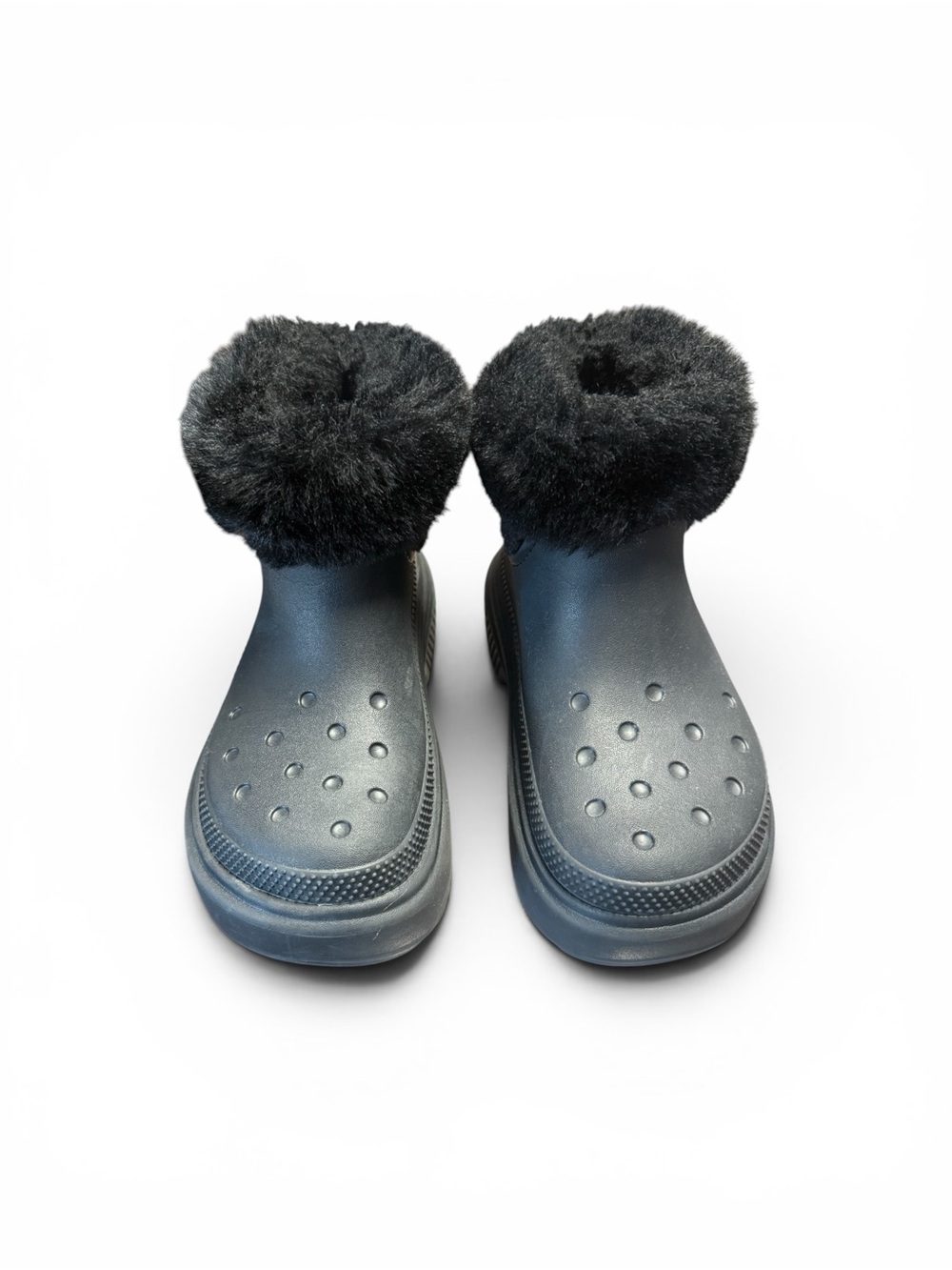 CROCS Kids Black Faux Fur Lined Clog Boots